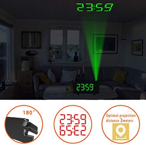ThreeH Projection Alarm Clock with USB Charger and 2 Alarm Snooze Function