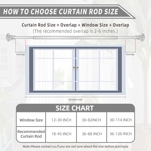 Silver Diamond Curtain Rods 36-88 Inches Adjustable Single Rod