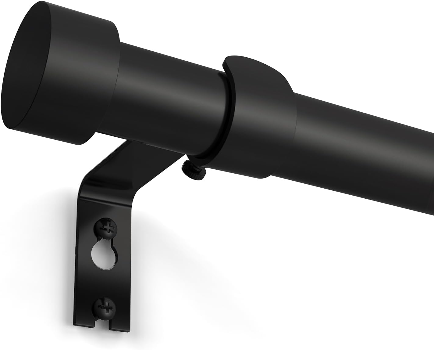 Pabroni Single Curtain Rod with Modern Finials 1 Inch Adjustable Gold Black Silver