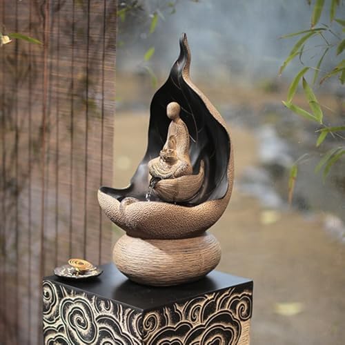 Zen Indoor Fountain with Lotus Base and Buddha Statue