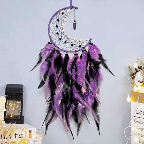 Dremisland Moon Dream Catcher with Fairy Lights