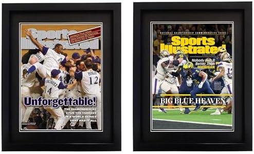 2 Pack Sports Magazine Frame with Black Matting and Hangers