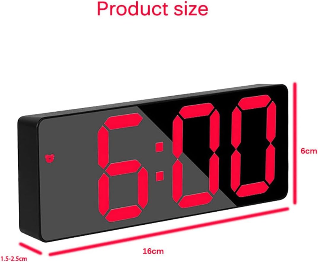 Shinekoo Red Digital Mirror Alarm Clock with LED Display