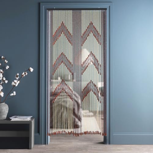 Bamboo Beaded Curtain Door Divider 75x35 Brown 52 Strands