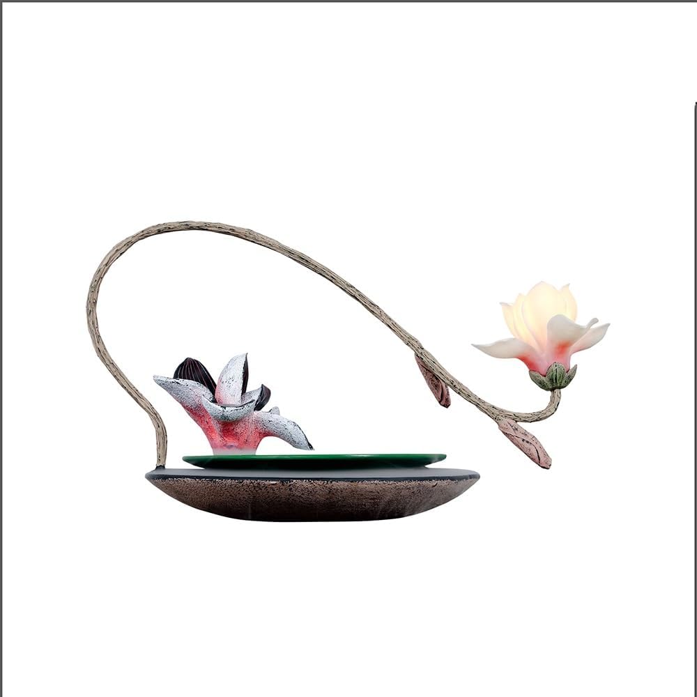 Pink Magnolia Tabletop Fountain with Zen Design