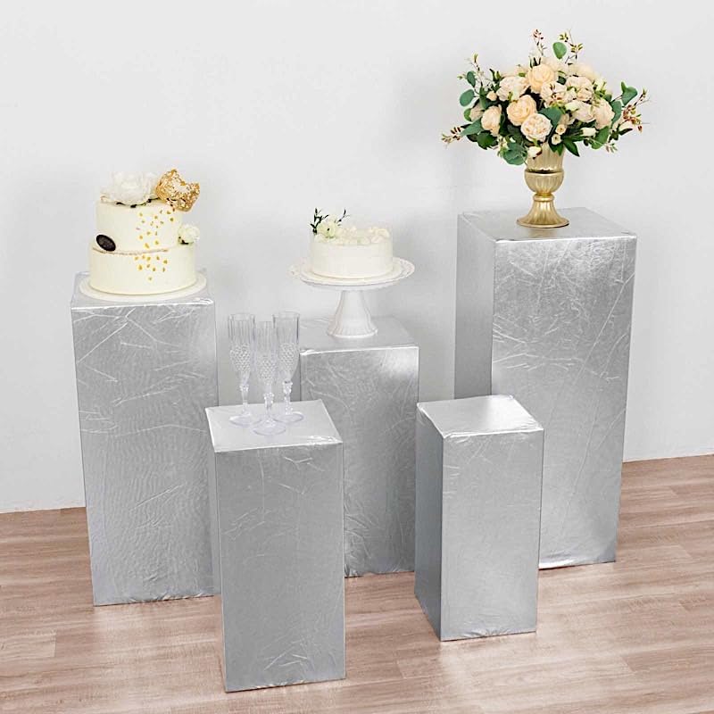 Balsa Circle 5 Silver Metallic Rectangular Display Stand Covers Set
