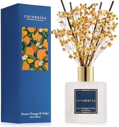 COCORRINA Reed Diffuser Sweet Orange Cedar 67 Fl Oz Set