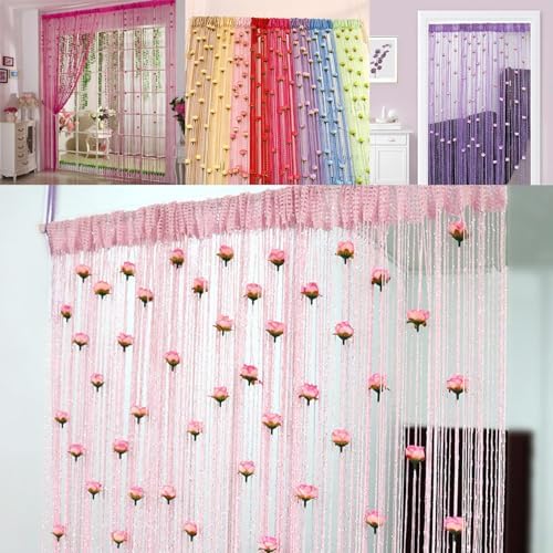 RJDJ Rose Thread Door Curtain for Home Decor