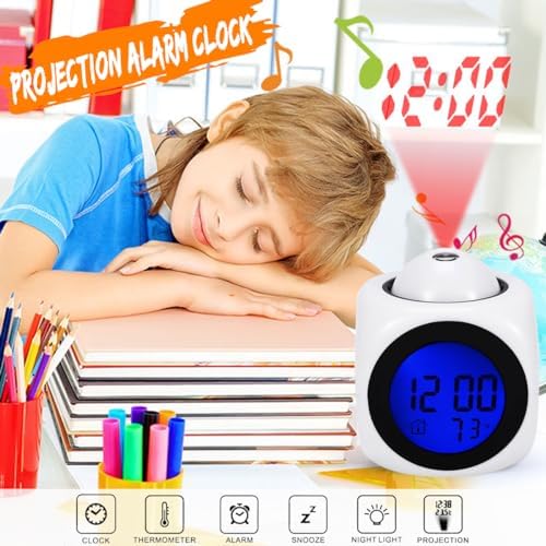 YPFDC Cute Ninja Alarm Clock with Projection and Temperature Display