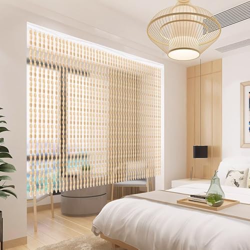 Bamboo Beaded Curtain for Doorway Divider - Brown