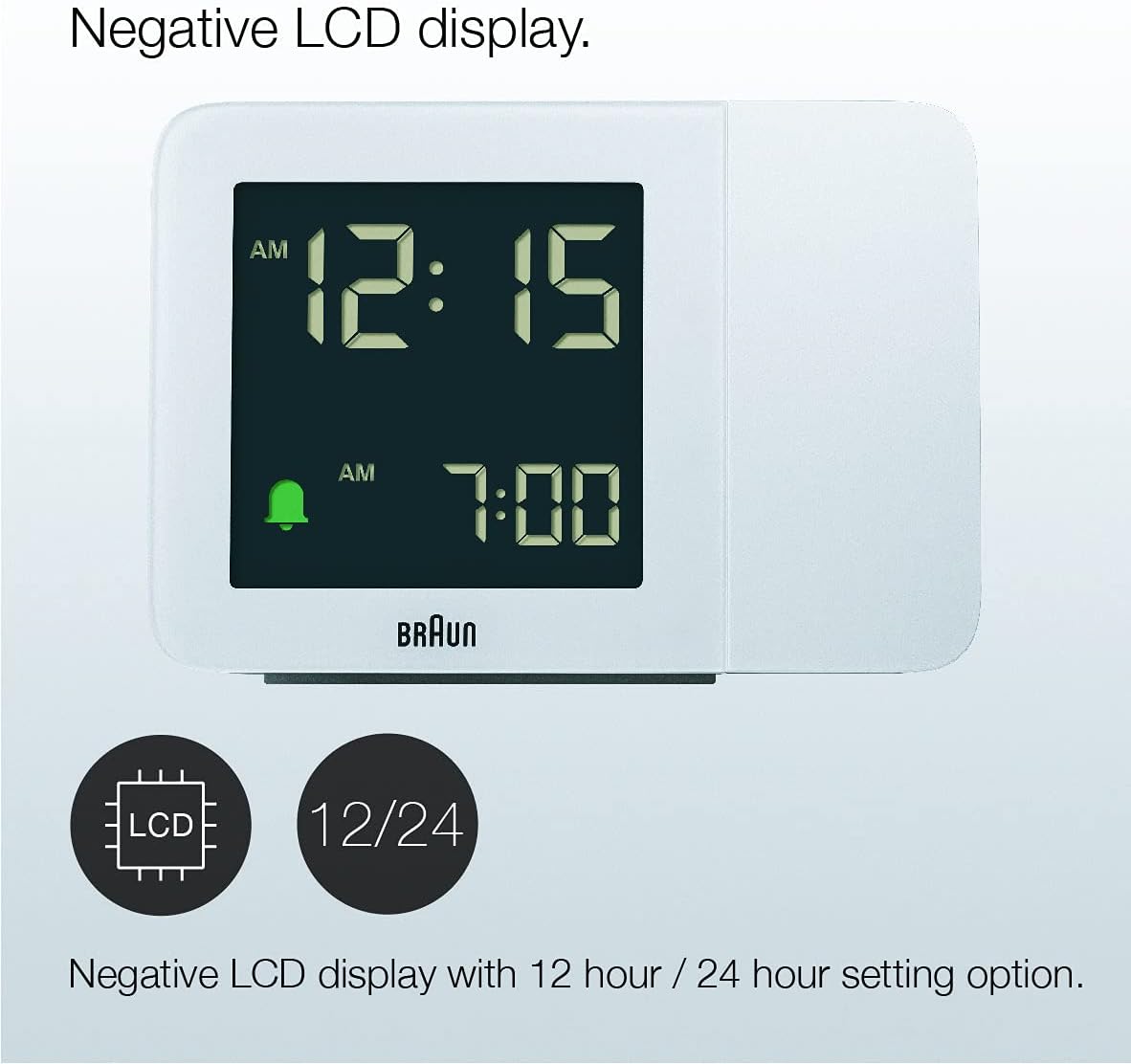 Braun Digital Projection Alarm Clock with 4 Backlight Options and Negative LCD Display