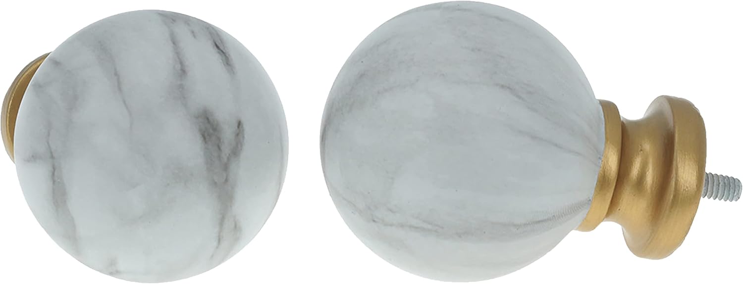 Meriville Royal Gold Curtain Rod with Marble Ball Finials