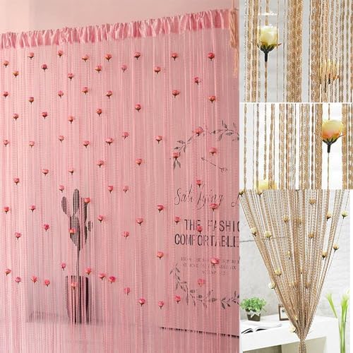 RJDJ Rose Thread Door Curtain for Home Decor