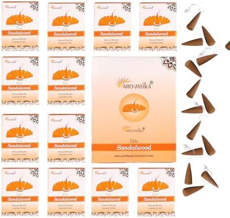 ARO VATIKA Vedic Sandalwood Incense Cones 120 Pack