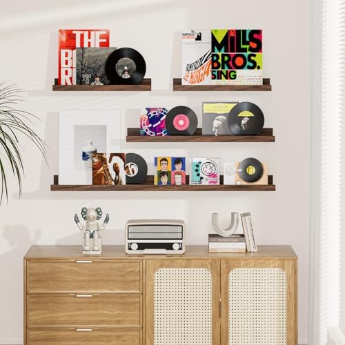 Heimlove Floating Shelves Set of 6 16 Inch Wall Mounted Picture Ledge