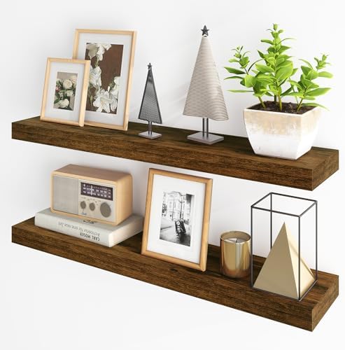 Fun Memories 36 Inch Floating Shelves Set of 2 Brown