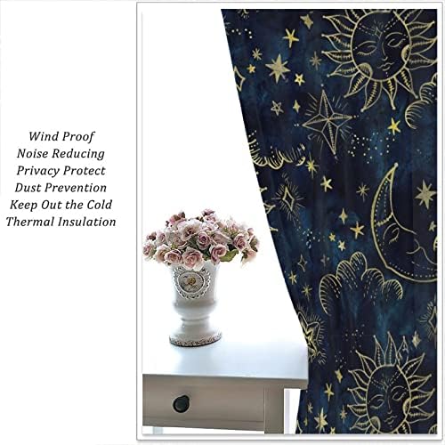 Sun and Moon Curtains Bohemian Art Design 2 Panels 42x45 Inches