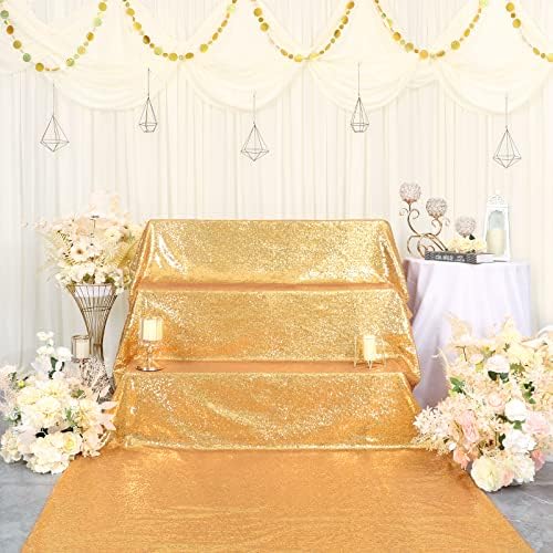 Gold Sequin Aisle Runner 2ft x 15ft for Weddings and Parties