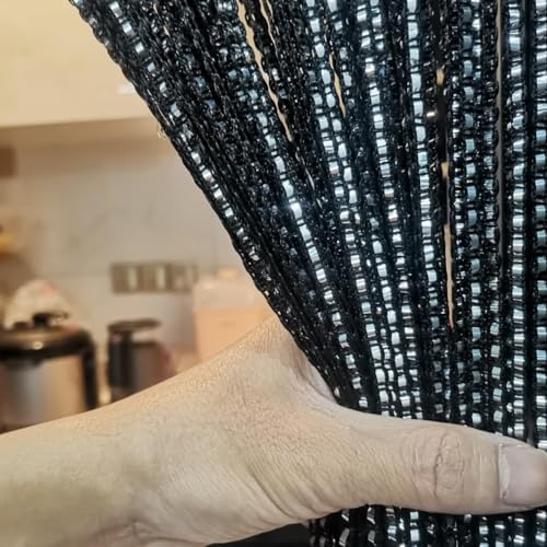 Ave Split 2Pack Decorative Door String Curtain Black