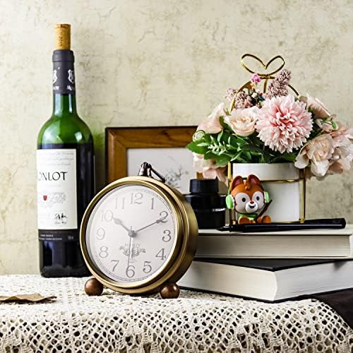 NEOTEND Gold Desk Alarm Clock with Metal Base