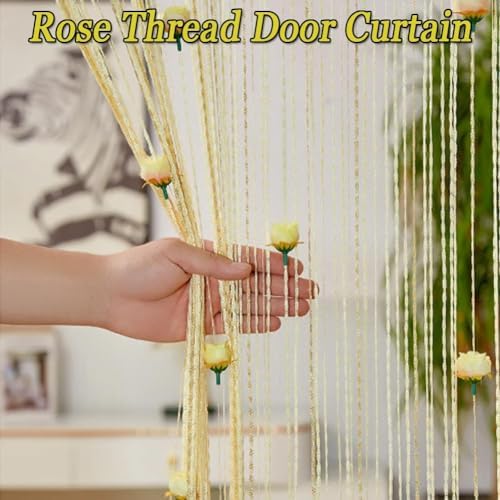 Muliivevy Rose Thread Door Curtain Elegant Privacy Tassel for Doorways
