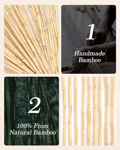 Ezcasch 52 Strands Bamboo Beaded Curtain Door Divider