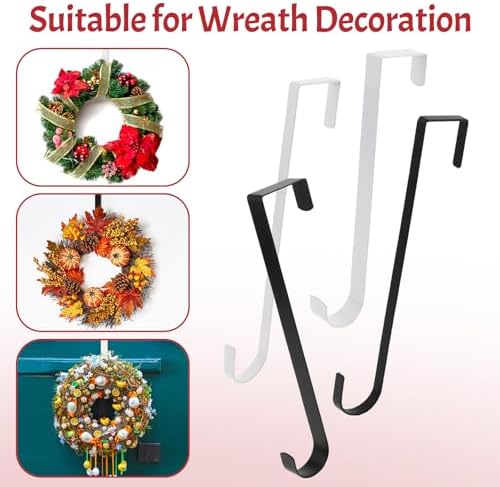12 Inch Narrow White Wreath Hanger for Front Door