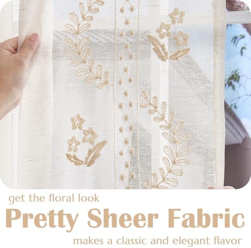 Jinchan French Sheer Door Curtain with Tie Up Bows