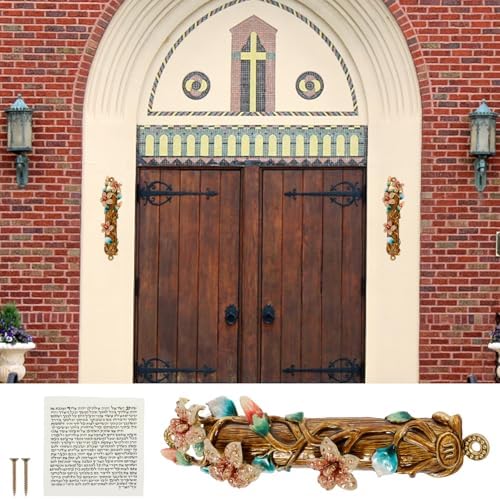 Hand Painted Mezuzah with Faux Crystal Embellishments