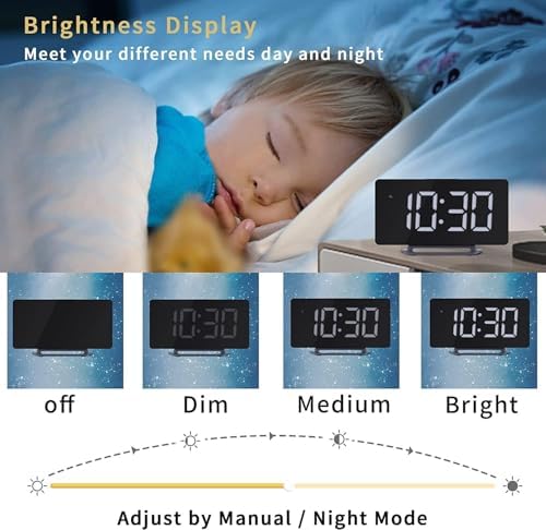 DCHOOD Digital Mirror Alarm Clock with USB Ports