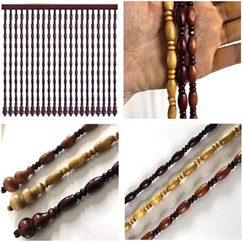 Retro Style Wooden Beaded Curtain for Doorways