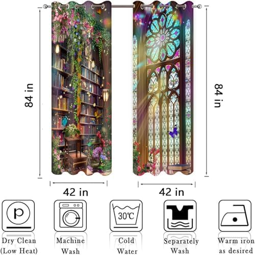 Fantasy Library Blackout Curtains 2 Panel Set