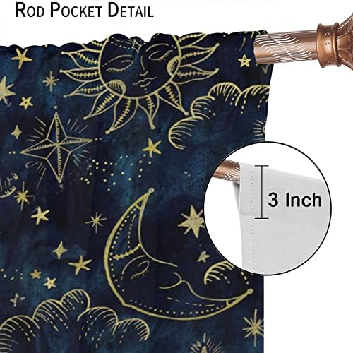 Sun and Moon Curtains Bohemian Art Design 2 Panels 42x45 Inches