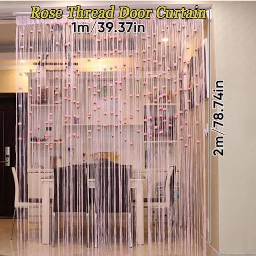 Muliivevy Rose Thread Door Curtain Elegant Privacy Tassel for Doorways