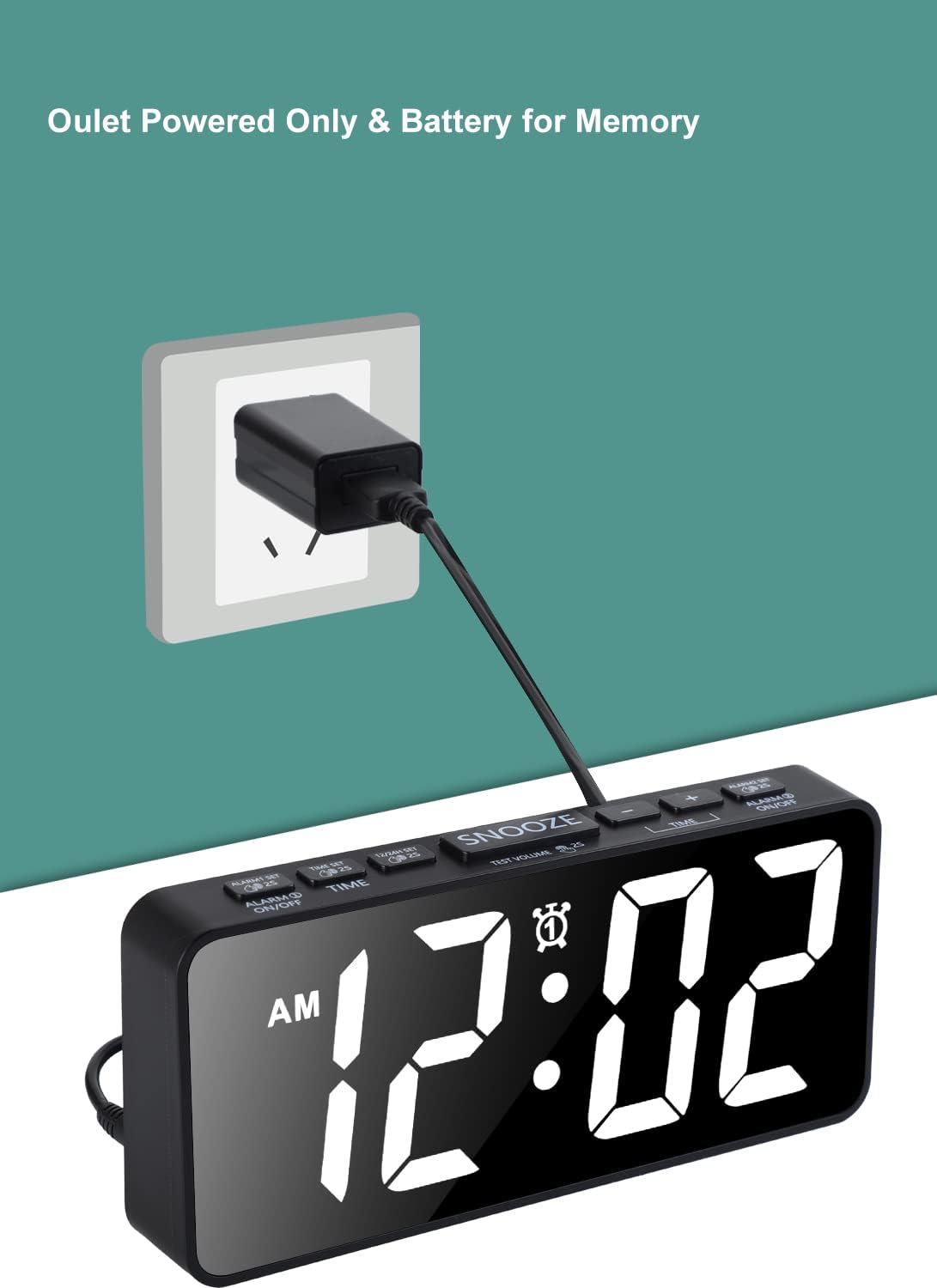 BOCTOP 75 Inch Digital Alarm Clock with Dimmer and Snooze