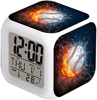 Cointone Led Alarm Clock Baseball Design for Unisex Adults Kids Birthday Gift