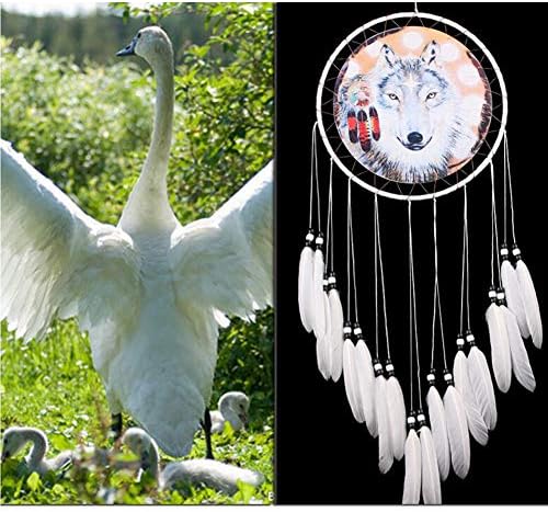 Wolf Dream Catcher Handmade White Feather Decor