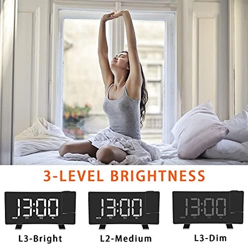 EternaHora Projection Alarm Clock with Radio and USB Charging