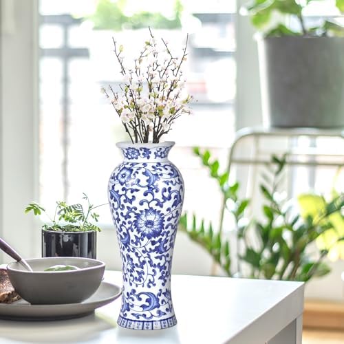 Yunjuhop Chinoiserie Blue and White Vase Decor