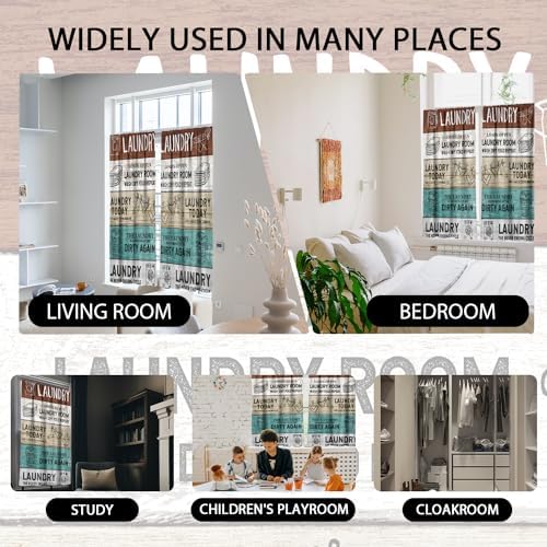 Zokyer Wooden Teal Brown Curtain with Funny Quotes for Bedroom Window Treatment