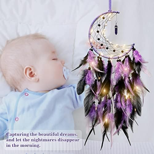 Dremisland Moon Dream Catcher with Fairy Lights