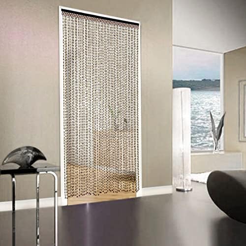 Wood and Bamboo Beaded Curtain for Doorway Room Divider