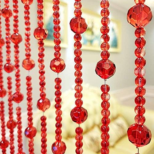 OKUOKA Red Crystal Door Curtain Panel