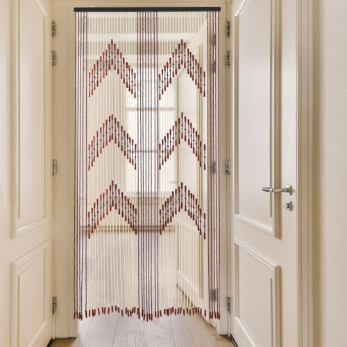 Bamboo Beaded Curtain Door Divider 75x35 Brown 52 Strands