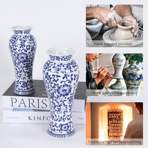 Yunjuhop Chinoiserie Blue and White Vase Decor