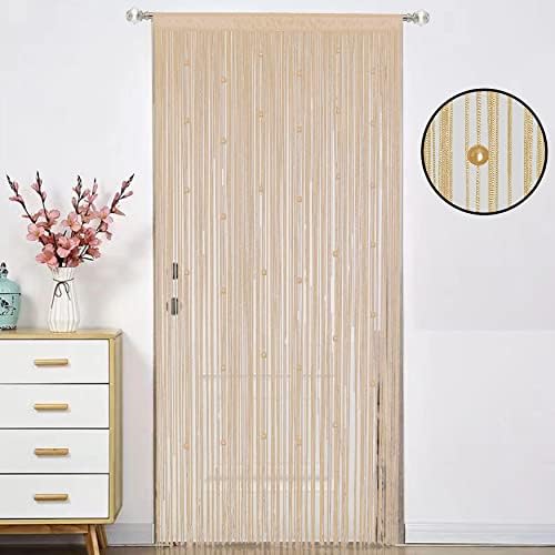 Beaded Curtain Door Divider with Telescopic Rod