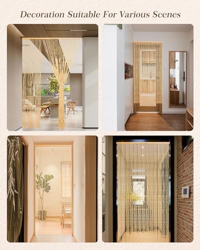 Ezcasch 52 Strands Bamboo Beaded Curtain Door Divider
