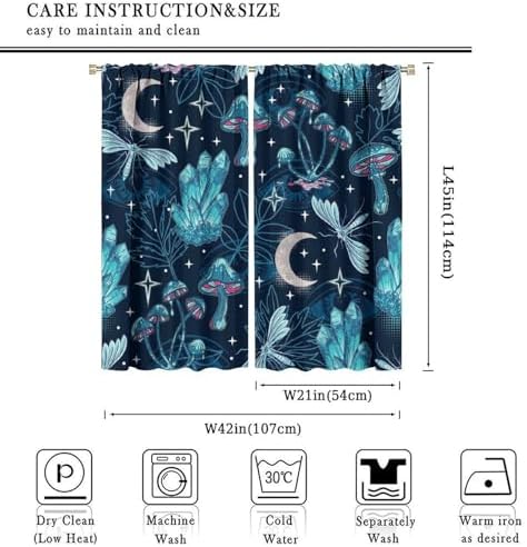 Fantasy Mushroom Moon Eyes Decor Curtains W42xL45 Inch