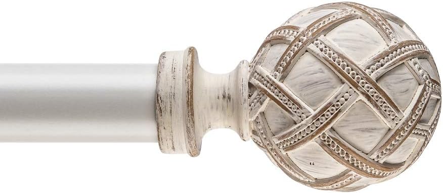 Adjustable Single Curtain Rod 1 Inch Diameter Weathered White