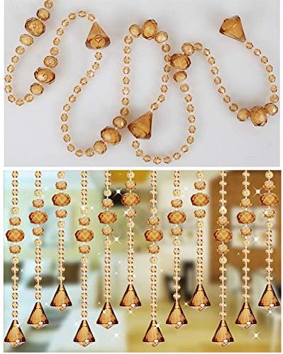 OKUOKA Gold Beaded Curtain Panel 100cmx215cm 50 Strands